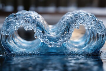 Poster - water flows through a transparent infinity shape creating a mesmerizing visual effect