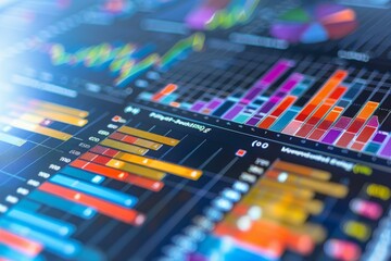 Poster - Financial data graph showing various indicators and numbers illustrating market changes over time