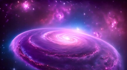Wall Mural - Amazingly colorful galaxy in outer space, with swirling, sparkling stars, vibrant nebulae in pinks, blues, and purples, and a glowing, radiant core
