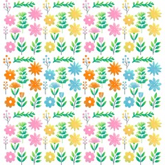 Wall Mural - Minimalistic Isolated Seamless floral pattern set and pack of flowers and plants on white background colourful wallpaper paper wrap Tulip tulips and rose roses