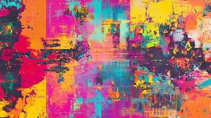 Wall Mural - Abstract Colorful Painting Vivid Hues Textured Strokes