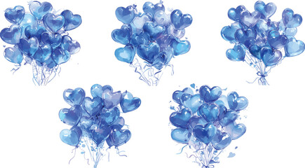Wall Mural - blue balloons watercolor clipart