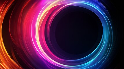 Poster - Vibrant Circular Light Swirls Creating a Dynamic and Colorful Pattern : Generative AI