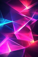 Poster - Vibrant Neon Abstract Background with Intersecting Geometric Shapes and Glowing Lights : Generative AI