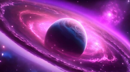 Wall Mural - Amazingly colorful galaxy in outer space, with swirling, sparkling stars, vibrant nebulae in pinks, blues, and purples, and a glowing, radiant core