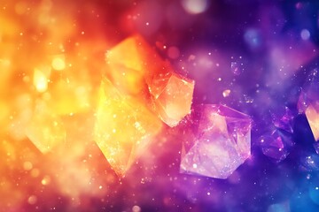 Aufkleber - Vibrant Abstract Composition of Colorful Crystal Shapes and Light : Generative AI