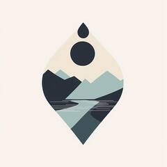 Minimalist vector logo design of geometric river delta