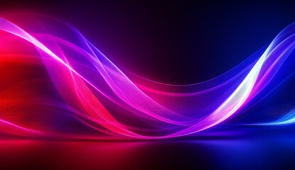 Aufkleber - Elegant Abstract Art with Radiant Pink and Blue Curved Lines : Generative AI