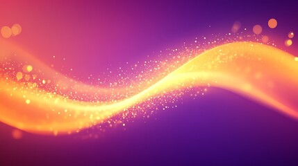 Leinwandbilder - Dynamic Golden Light Wave on Purple Background with Sparkling Particles and Bokeh : Generative AI