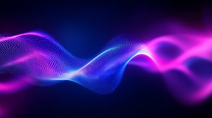 Poster - Illuminated Pattern of Violet and Magenta Waves Flowing on Dark Canvas : Generative AI