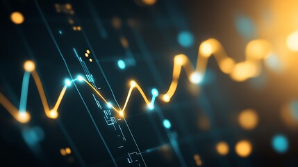 Aufkleber - Bright Yellow and Blue Stock Market Graph on Digital Interface : Generative AI