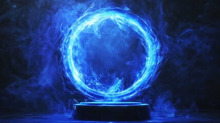 Poster - A glowing blue portal surrounded by swirling mist, suggesting a mystical or technological theme.