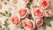 © SusDmi - Shabby chic vintage roses seamless pattern, dinamic scene, with white tones