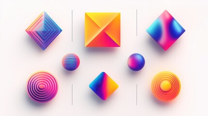 Poster - modern layered icon design with striking shapes and vibrant colors on a white background for seamles