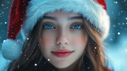 Wall Mural - girl wearing santa claus clothes | Generative AI