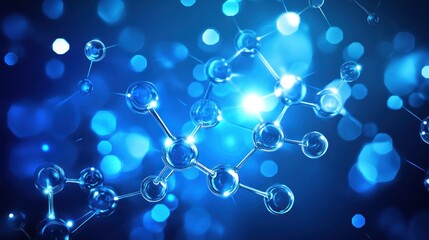 Aufkleber - A molecular structure with glowing blue elements, representing scientific concepts.