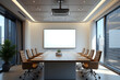 © Nyetock - Mock up projector screen Presentation interior conference room Business meeting Office building