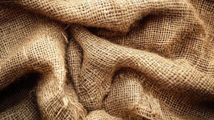 Brown Burlap Fabric Texture Close Up View