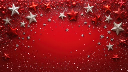 Poster - chrismas elements decortion red background stars holiday new year