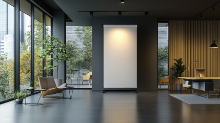 Poster - mockup roll up stand banner in modern office