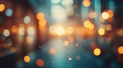 Poster - supermarket blur background with bokeh light, vintage color tone