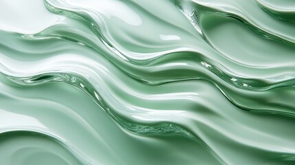 Poster - turbulent olive/motor oil ripples isolated on a pristine white backdrop.