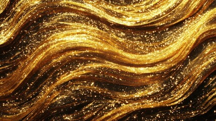 Aufkleber - A shimmering golden wave texture with sparkling elements, evoking luxury and elegance.