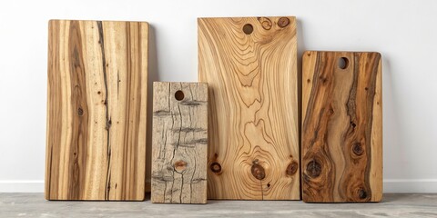 Poster - Four wooden boards with different textures and patterns