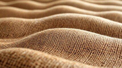 Textured Brown Burlap Fabric Shows Undulating Waves