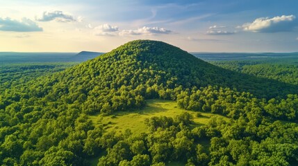 Aerial view of the mountain with summer forest