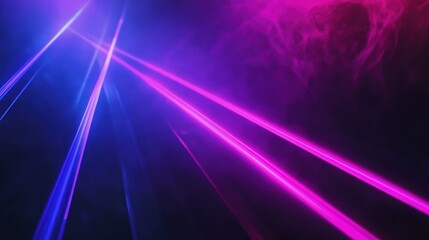 Poster - A vibrant display of blue and pink laser beams in a smoky environment.