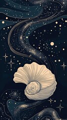 Wall Mural - celestial seashell swirling cosmic galaxy