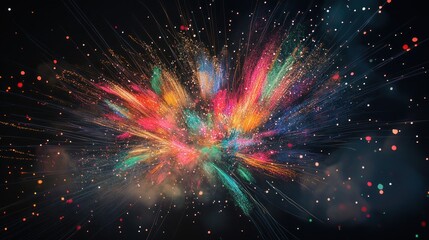 Poster - A vibrant explosion of colors and light, resembling a cosmic event or artistic display.