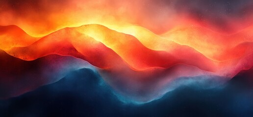 Poster - Vibrant Abstract Gradient Artwork Teal Orange Deep Blue Smooth Transitions Color Harmony