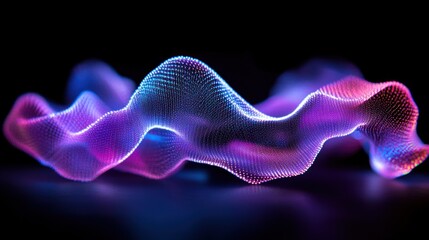 Poster - A vibrant, abstract wave of light and color, representing sound or data visualization.