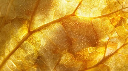 Poster - Macro Shot of Leaves Illuminated by Bright Sunlight Showcasing Intricate Details and Textures