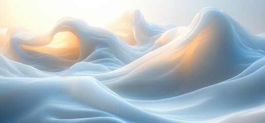Aufkleber - Abstract White Wave Background with Gentle Curves and Soft Lighting
