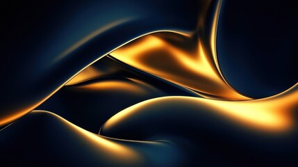 Poster - Abstract flowing shapes in dark tones with golden highlights create a dynamic visual effect.
