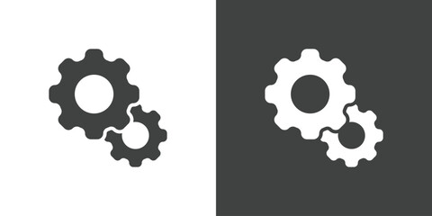 Gear, cogwheel flat glyph icon. Perfect pixel on white and black background