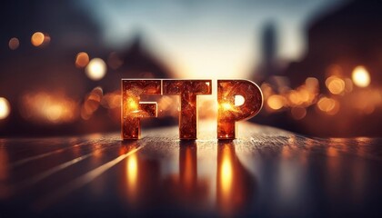 Poster - Illuminated FTP Letters on Urban Background