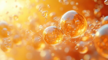 abstract 3d render of yellow bubble background desig