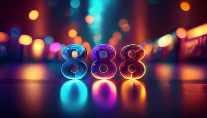 Poster - Ethereal Neon 888 Light Reflections in Dark Atmosphere