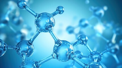 Poster - Close-up of a molecular structure with blue tones, illustrating scientific concepts.