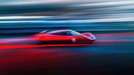 Aufkleber - A dynamic shot of a red sports car in motion, showcasing speed and excitement.