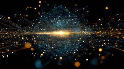 Fototapete - Abstract digital visualization of data and connections, representing technology and innovation.