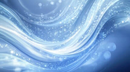 Poster - A serene abstract design featuring flowing lines and sparkling elements in cool blue tones.