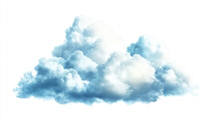 Poster - A fluffy, white cloud with a soft blue tint, set against a white background.