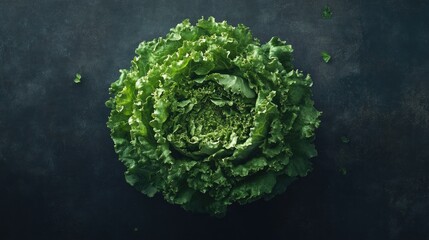 Poster - Green Lettuce on Dark Background