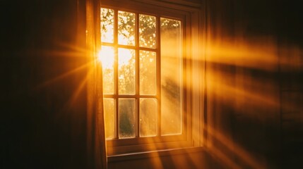 Poster - Sunlight streaming through a window, creating warm rays and a serene atmosphere.