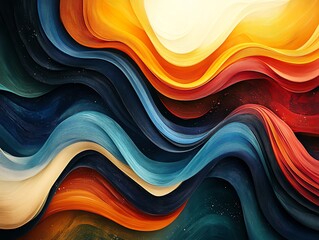Poster - Abstract waves of vibrant colors flowing together, evoking emotion and movement.